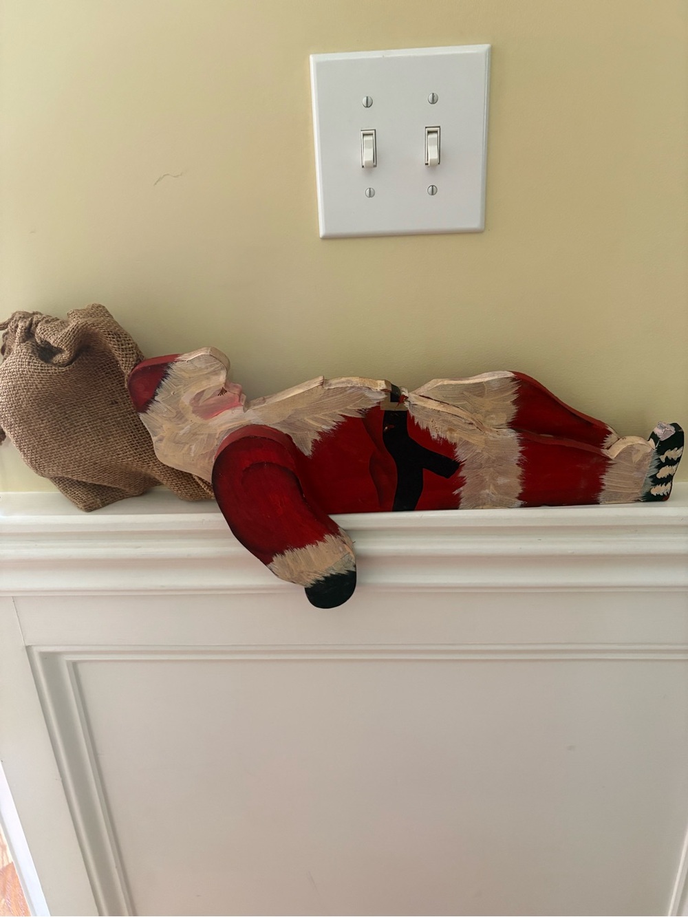 Hand-Painted Red Santa Shelf Sitter - Holiday Home Decor